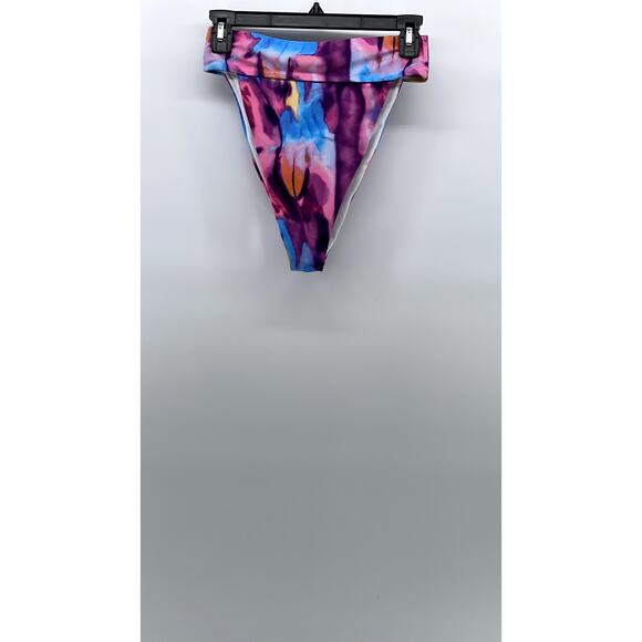 MATTTE COLLECTION Women's Purple Tie-Dye High-Rise Cheeky Bikini Bottom SZ M - Picture 1 of 9